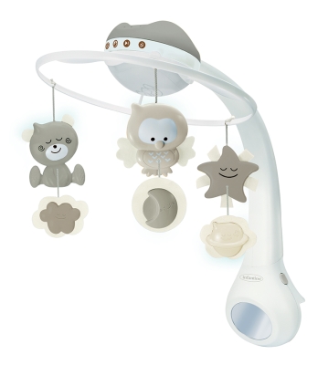 Музикална въртележка с проектор 3 в 1 Infantino - Екрю