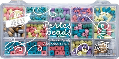 Творчески комплект Buki France - Кутия с дървени мъниста, Цветни