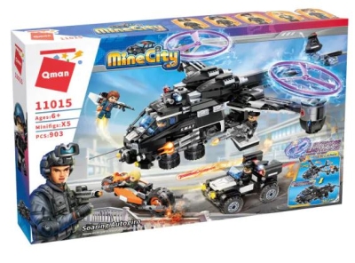 Конструктор Qman - Полицейски хеликоптер, 903 части