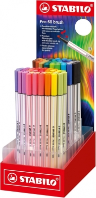 Дисплей флумастери Stabilo - Pen 68, Brush, 80 цвята