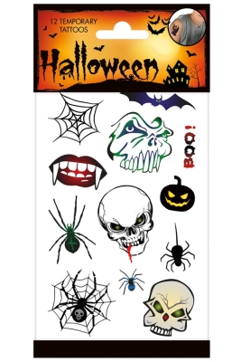 Комплект временни татуировки Totum - Черепи, 12 броя