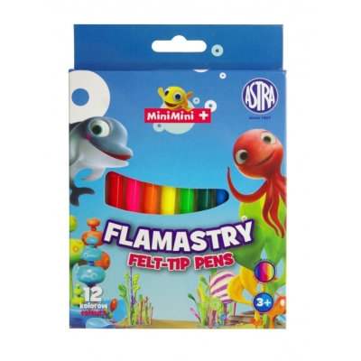 Комплект флумастери Astra - Mini Mini, 12 цвята
