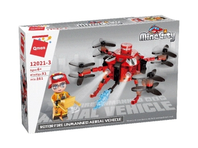 Конструктор Qman - MineCity, Пожарна, безпилотна летателна машина, 161 части