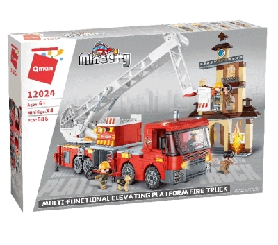 Конструктор Qman - MineCity, Пожарна, повдигаща се платформа, 686 части