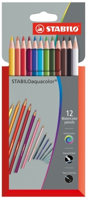 Акварелни моливи Stabilo - Aquacolor, 12 цвята