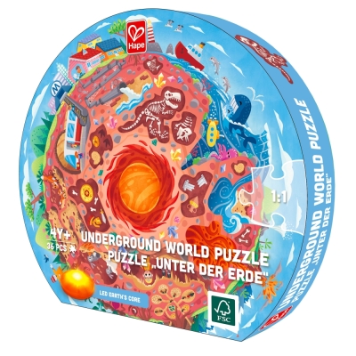 Образователен пъзел Hape - Центърът на Земята, 36 части