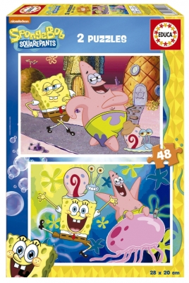 Пъзел 2 в 1 Educa - Sponge Bob, 2 х 48 части
