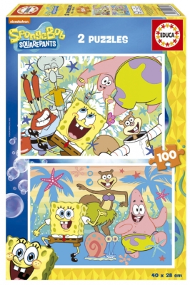 Пъзел 2 в 1 Educa - Sponge Bob, 2 х 100 части