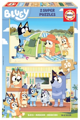Детска пъзел Educa - Bluey, 2 х 50 части
