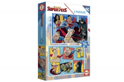 Пъзел Educa - DC Лига на Суперлюбимци, 2 х 100 части