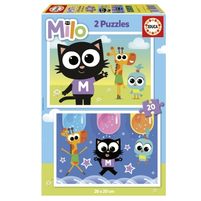 Детски пъзел 2 в 1 Educa - Milo, 2 х 20 части