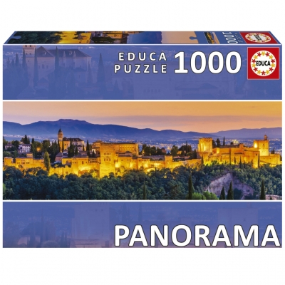 Панорамен пъзел Educa - Алхамбра, Гранада, 1000 части