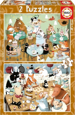 Детски пъзел 2 в 1 Educa - Горски приказки, 2 х 48 части