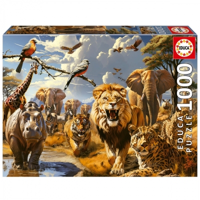 Пъзел Educa - Диви животни, 1000 части