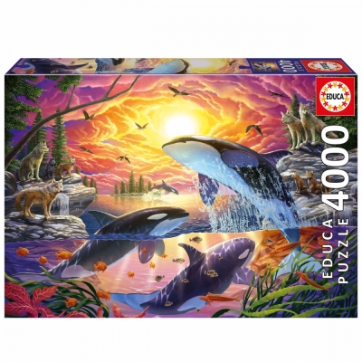 Пъзел Educa - Косатки и вълци, 4000 части