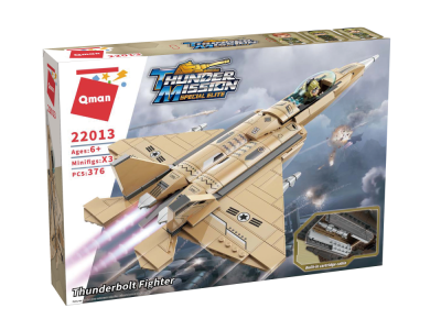 Конструктор Qman - Изтребител Thunderbolt, 376 части