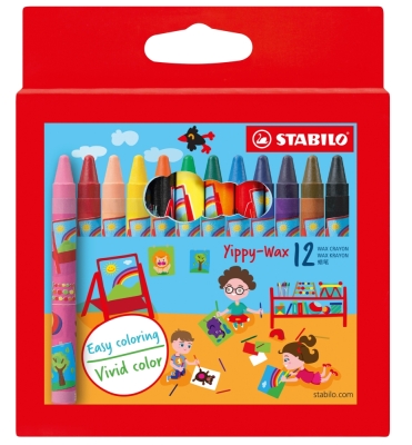 Восъчни пастели Stabilo - Yippy Wax, 12 цвята