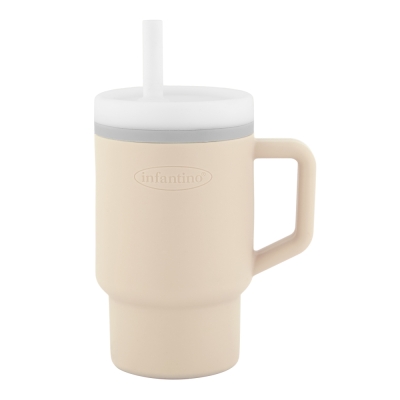 Силиконова чаша със сламка Infantino, 270 ml, Пясъчно бяла