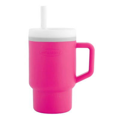 Силиконова чаша със сламка Infantino, 270 ml, Розова
