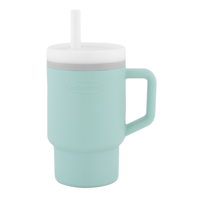 Силиконова чаша със сламка Infantino, 270 ml, Светлосиня
