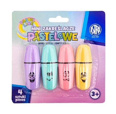 Комплект мини текст маркери Astra - Пастелни, 4 броя