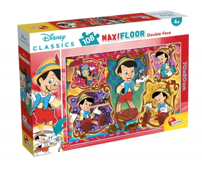 Двулицев пъзел Lisciani - Пинокио, 108 части