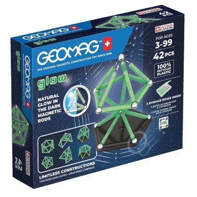 Магнитен конструктор Geomag - Glow, 42 части