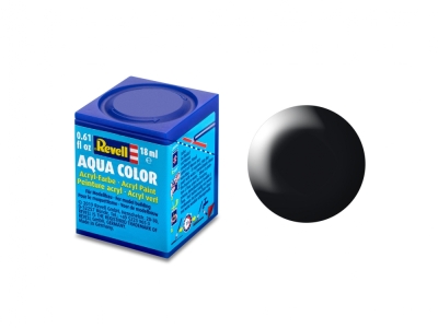 Акрилна боя Revell - Aqua Color, Копринено чернa, 18 ml
