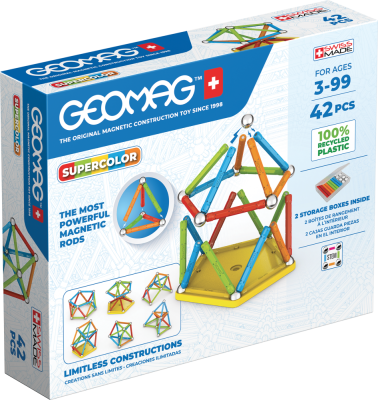 Магнитен конструктор Geomag - Supercolor, 42 части