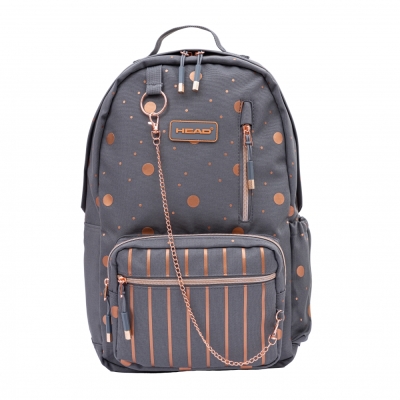 Ученическа раница Head - С верижка, Златно & Сиво