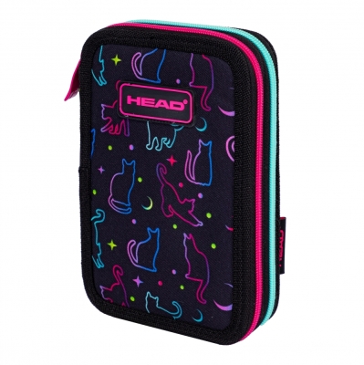 Ученически несесер Head - Котки в тъмното, 2 ципа