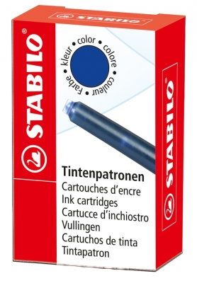 Комплект пълнители за писалка Stabilo - Grow, Син, 6 броя