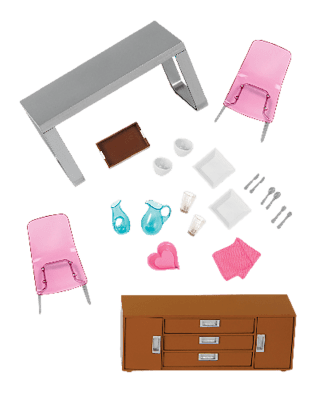 Комплект за кукли Battat - Lori Dolls, Мебели за трапезария