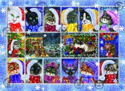 Пъзел Anatolian - Коледна котка, Колекция от печати, 1000 части