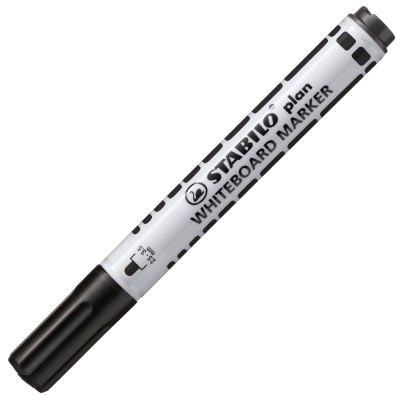 Маркер за бяла дъска Stabilo - Plan, Объл връх, Черен