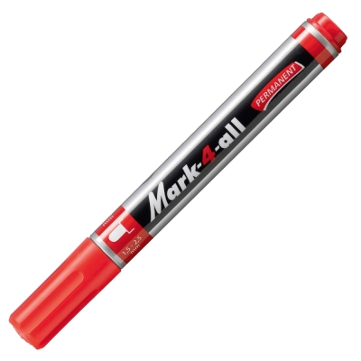 Перманентен маркер Stabilo - Мark 4 all, С объл връх, Червен