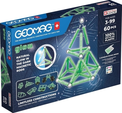 Магнитен конструктор Geomag - Glow, 60 части