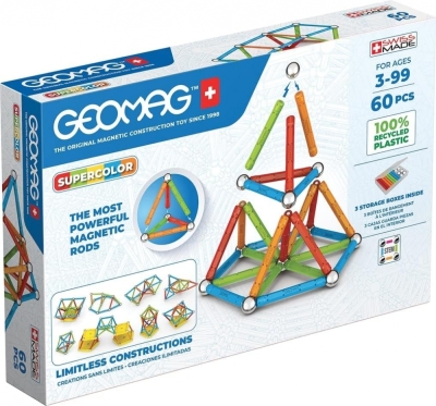 Магнитен конструктор Geomag - Supercolor, 60 части