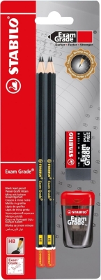 Комплект графитни моливи Stabilo  - Exam Grade, С острилка и гума, 4 броя