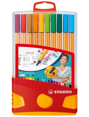 Комплект тънкописци Stabilo - Point 88, Color Parade, 20 цвята