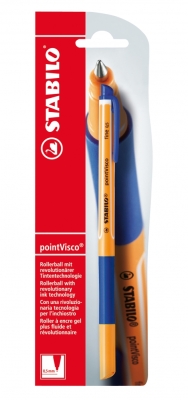 Ролер химикалка Stabilo - PointVisco, 0.5 mm, Син