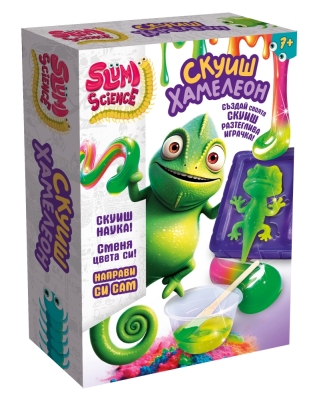 Творчески комплект Lisciani - Slumi Science, Направи си сам скуиш Хамелеон