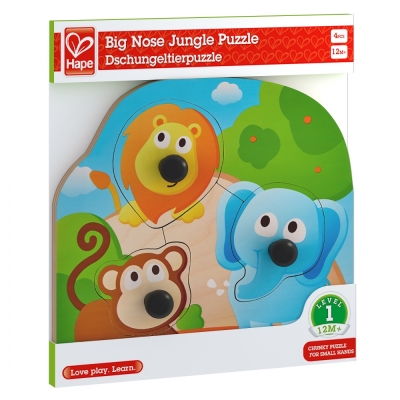 Бебешки дървен пъзел Hape - Джунгла, 4 части