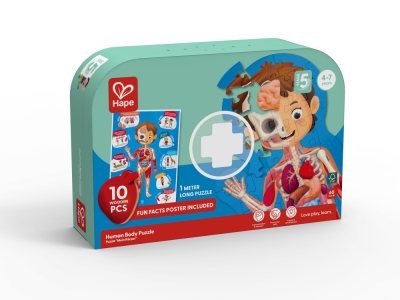 Дървен пъзел Hape - Човешко тяло, 60 части