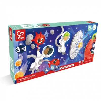 Образователен пъзел 3 в 1 Hape - Галактика, 3 x 36 части
