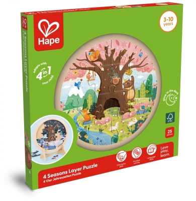 Образователен дървен пъзел Hape - Сезони