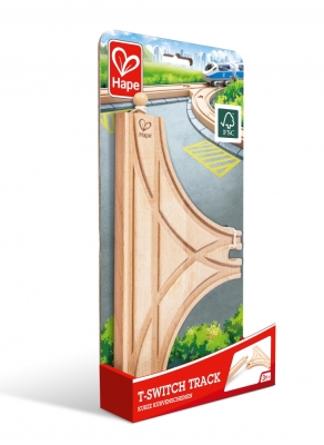 Дървен игрален комплект Hape - T-образна железопътна релса, 1 брой