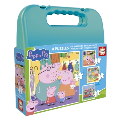 Детски пъзел в куфарче 4 в 1 Educa - Peppa Pig