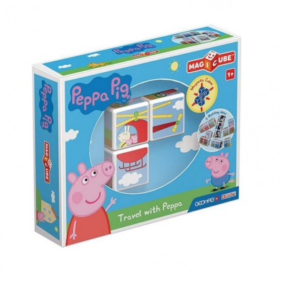 Магнитен конструктор Geomag - Magicube, Пътешествие с Пепа Пиг