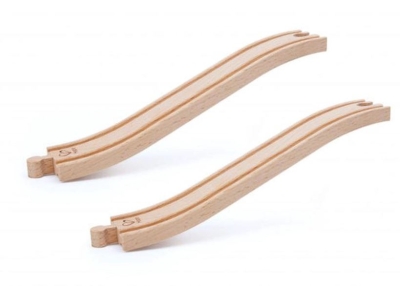 Дървен комплект Hape - S-образна железопътна релса, 2 броя